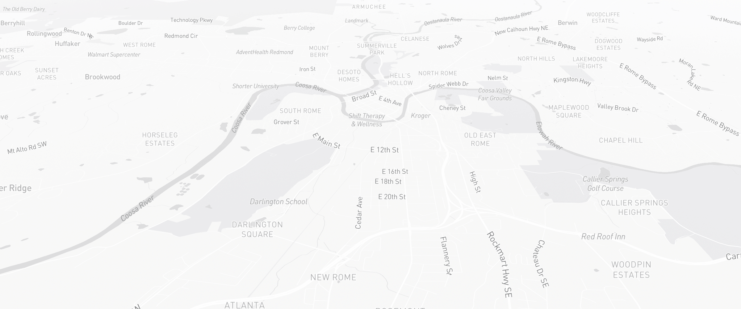 Neighborhood map of Rome, GA — the area served by Life Insurance Agents of Rome Group